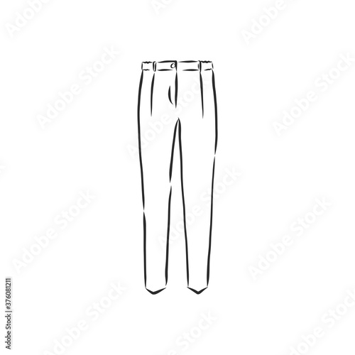 technical sketch of trousers, classic trousers, vector sketch illustration