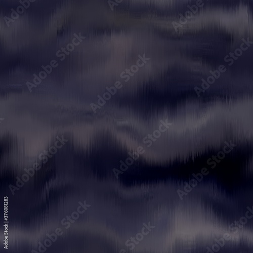 Blurry silk dark moody tie dye texture background. Wavy irregular bleeding wave seamless pattern. Athmospheric ombre distorted watercolor effect. Space dyed all over print photo