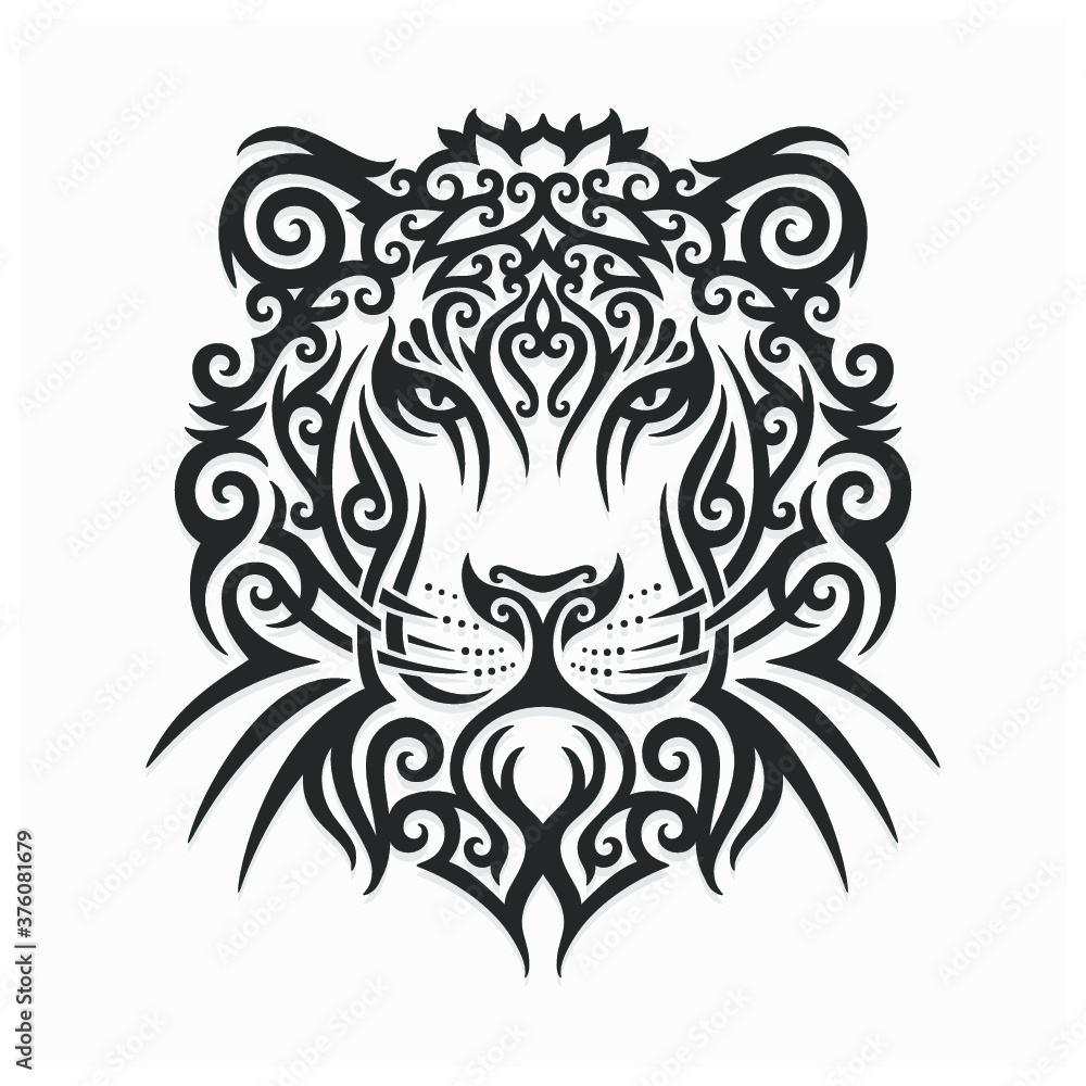 hand drawn tiger illustration with dayak ornament hand drawn tiger illustration with dayak ornament
