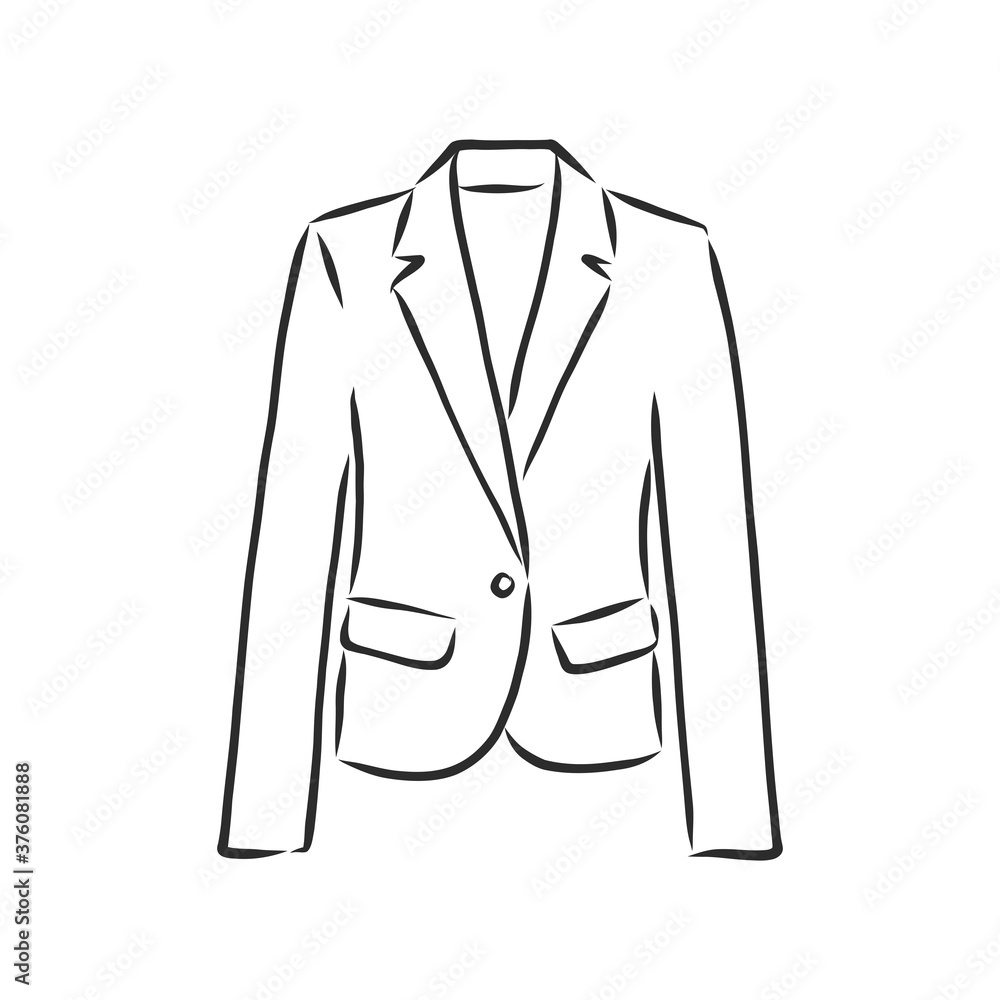 Vector illustration of women's blazer. women's classic suit jacket, vector sketch illustration Vector illustration of women's blazer. women's classic suit jacket, vector sketch illustration