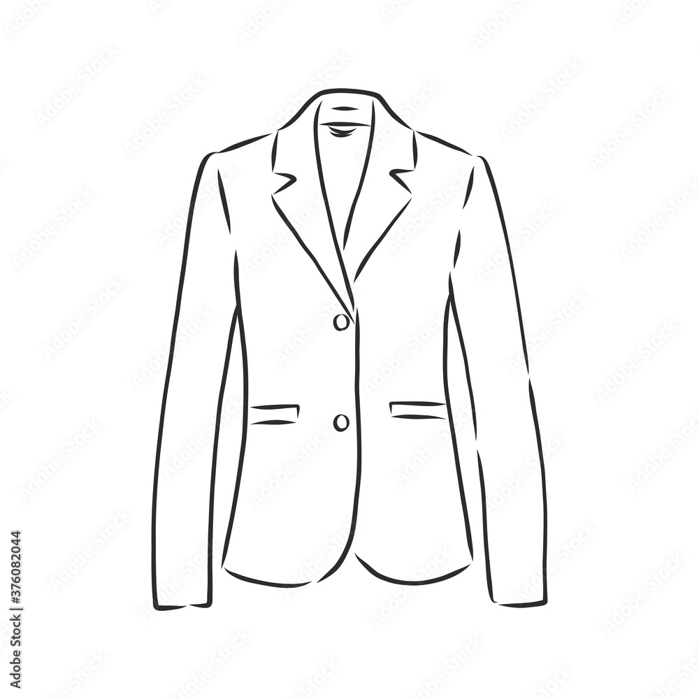 Vector illustration of women's blazer. women's classic suit jacket, vector sketch illustration Vector illustration of women's blazer. women's classic suit jacket, vector sketch illustration