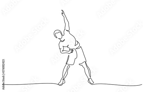 Man make stretching exercise one line draw