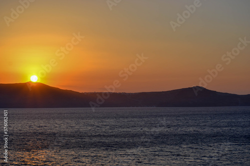 SUNSET SHIPPING IN GREECE ISLANDS. 