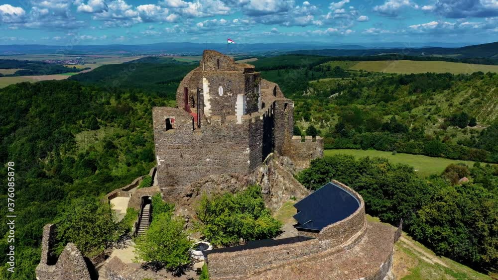 Drone video of castle of Hollókõ, famous landmark and tourist attraction of Hungary, Europe. Drone video of castle of Hollókõ, famous landmark and tourist attraction of Hungary, Europe.