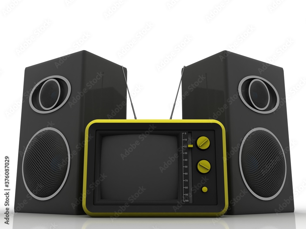 Fototapeta premium 3d rendering old Retro television with speaker