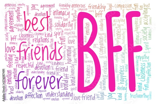 Best friends forever - BFF vector illustration word cloud isolated on a white background.