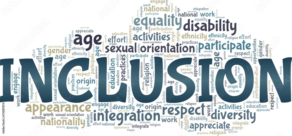 Inclusion vector illustration word cloud isolated on a white background ...
