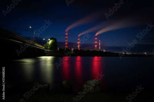 Reftinskaya power station in the evening, Russia, Ural photo