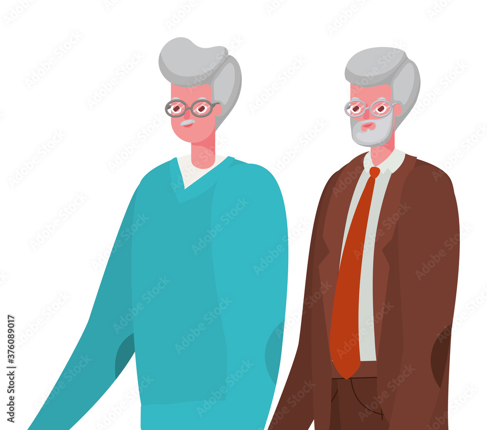 Senior men cartoons vector design Senior men cartoons vector design