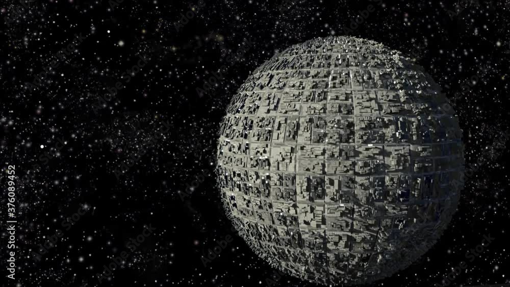 Spherical spaceship traveling through outer space Spherical spaceship traveling through outer space