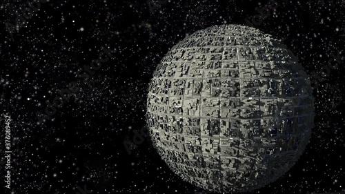 Spherical spaceship traveling through outer space