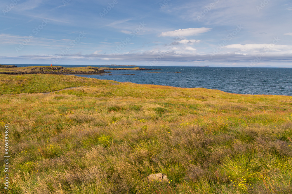 View of the Hvammsfjordur coast, western Iceland.