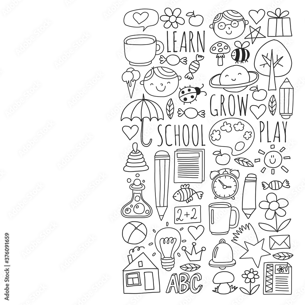 Back to School vector doodle set. Supplies for sport, art, reading, science, geography, biology, physics, mathematics, astronomy, chemistry. Back to School vector doodle set. Supplies for sport, art, reading, science, geography, biology, physics, mathematics, astronomy, chemistry.