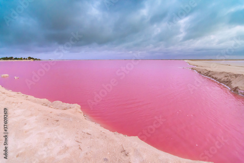 Las Coloradas, Pink Lakes in Rio Lagartos, Mexico.