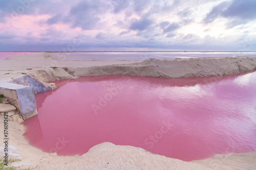 Las Coloradas, Pink Lakes in Rio Lagartos, Mexico.