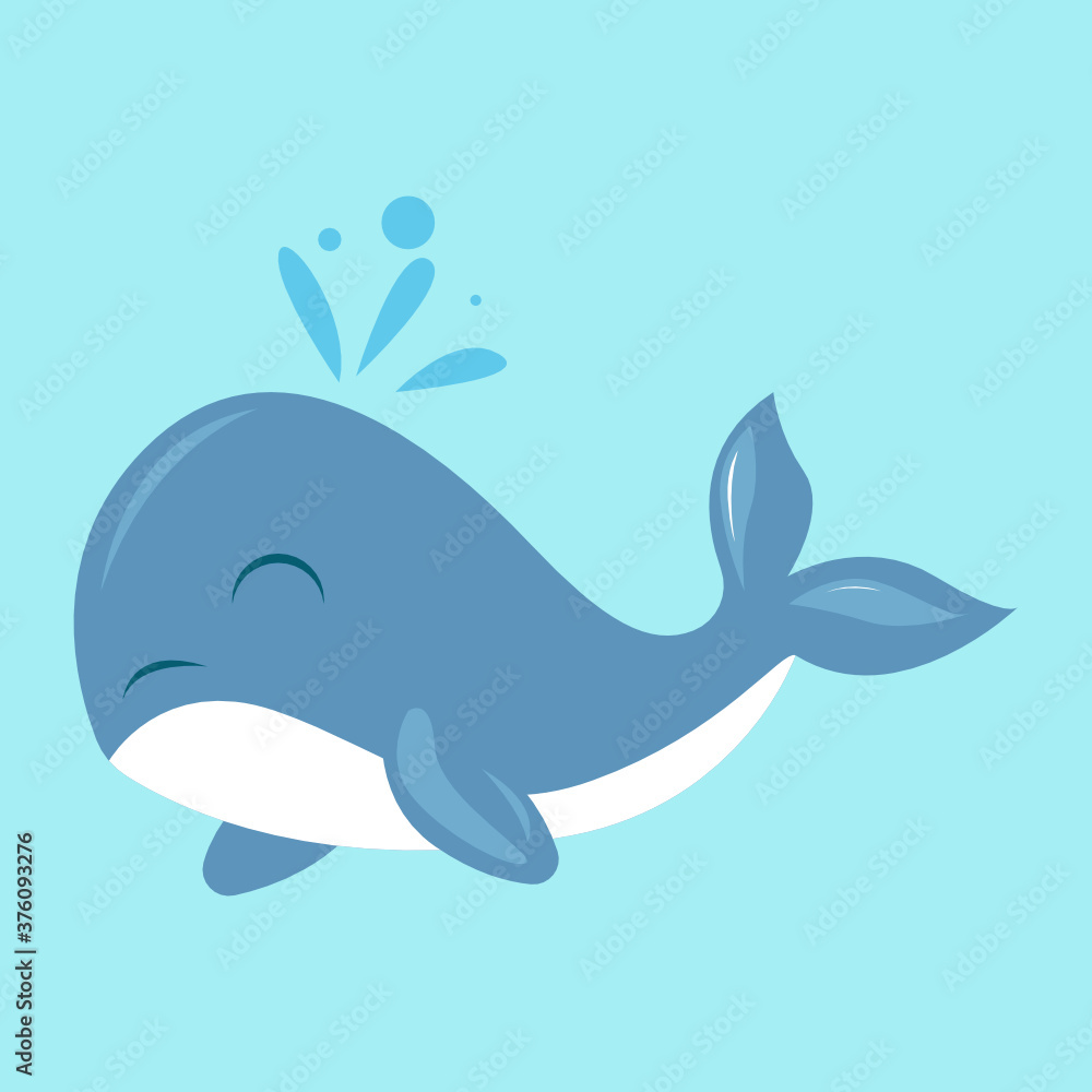 Fototapeta premium Cute whale in the sea mascot design illustration