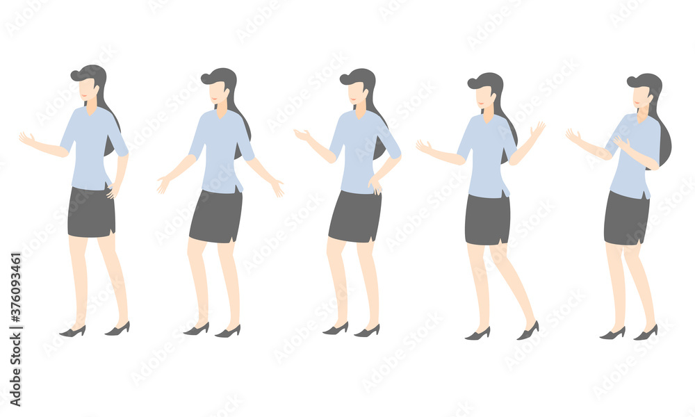 Business woman set in different pose. Flat design style, Isolated on a white background,vector illustration about character set. Business woman set in different pose. Flat design style, Isolated on a white background,vector illustration about character set.