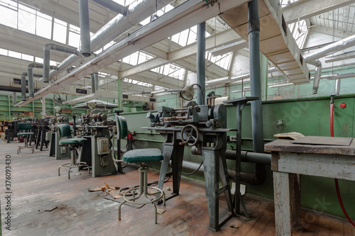 Industrial machinery left forgotten in an abandoned factory in the deep south