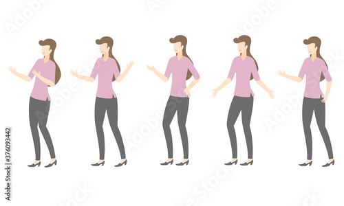Business woman set in different postures. Flat design style, Isolated on a white background,vector illustration about character set.