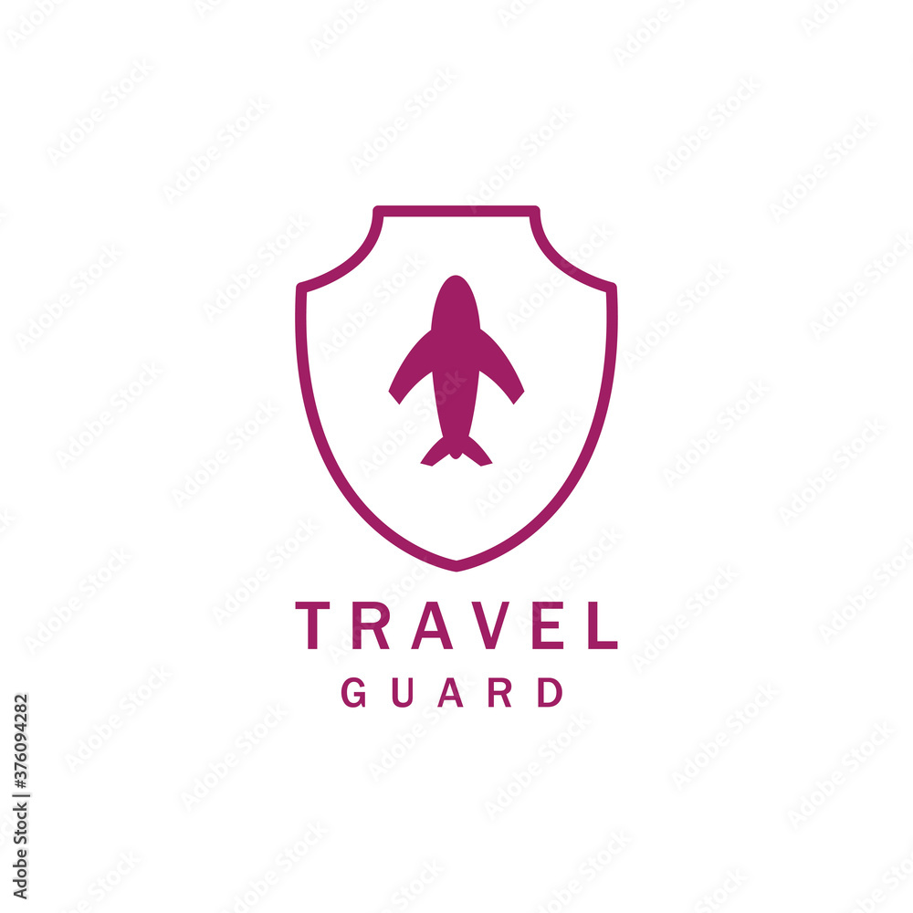 travel logo illustration, line emblem, airplane color design vector template travel logo illustration, line emblem, airplane color design vector template