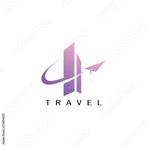 travel logo illustration building with color design vector template