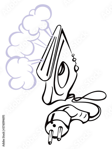 Electric iron with steam cloud