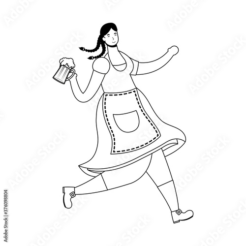 beautiful german woman drinking beer line style icon