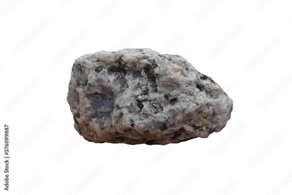 Granite stone isolated on white background, Granite is a common type of granular and phaneritic felsic intrusive igneous rock.