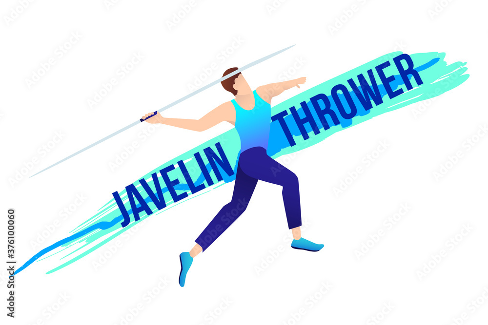Vector illustration of javelin thrower in action. Sport concept