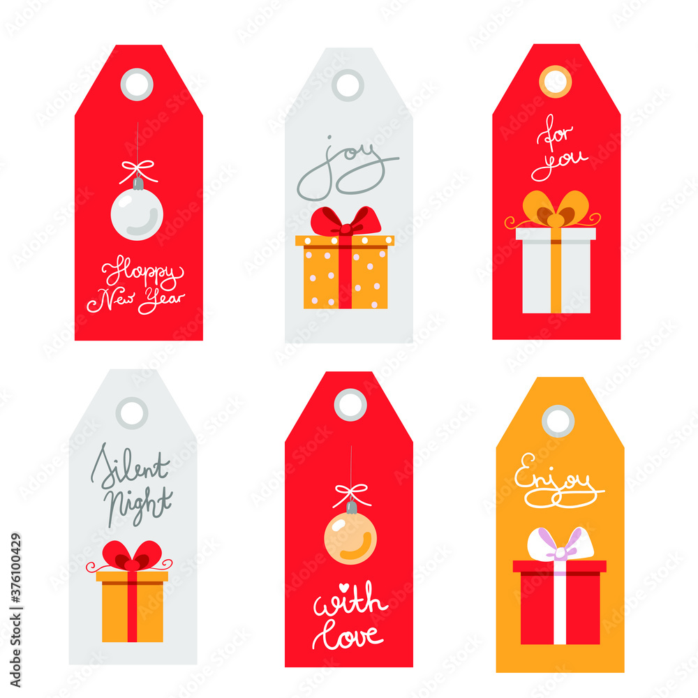 red and yellow winter tags