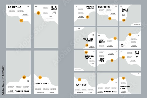 Coffe shop social media post and story template