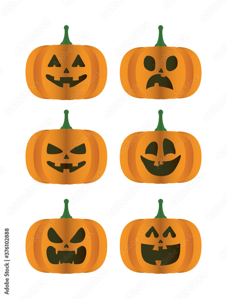 happy halloween card with bundle of six pumpkins happy halloween card with bundle of six pumpkins