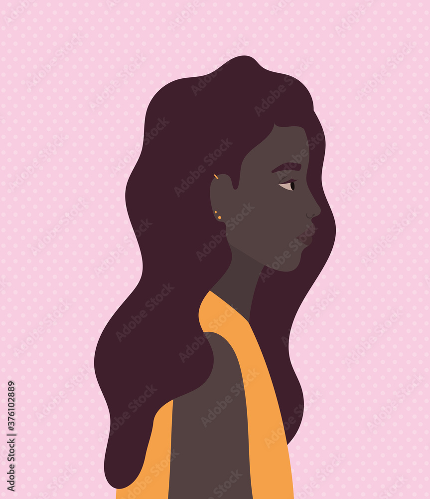 black woman cartoon in side view vector design