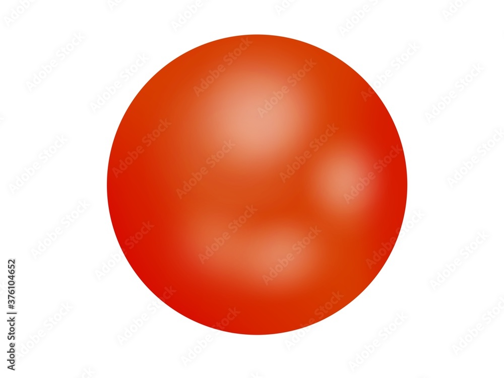 A red ball with a glossy finish and a reflective sheen.  Illustration created on a tablet, use it for graphic design or clip art work.