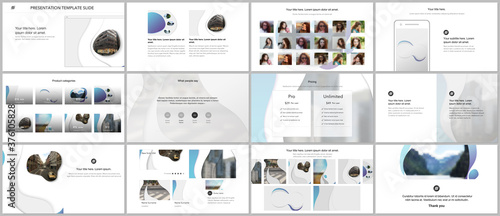Vector template for website design, presentations, portfolio. Templates for presentation slide, flyer, leaflet, brochure cover, annual report with fluid colorful trendy blue gradients geometric shapes