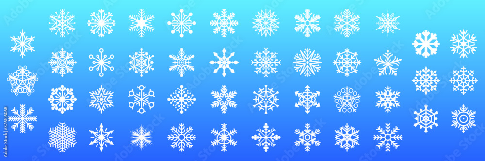 Set White Colleciton Line Snowflake Winter Decoration Elements Vector Design Style Set White Colleciton Line Snowflake Winter Decoration Elements Vector Design Style