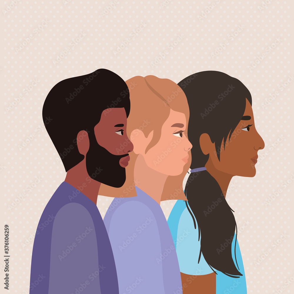 diversity skins of women and man cartoons vector design diversity skins of women and man cartoons vector design