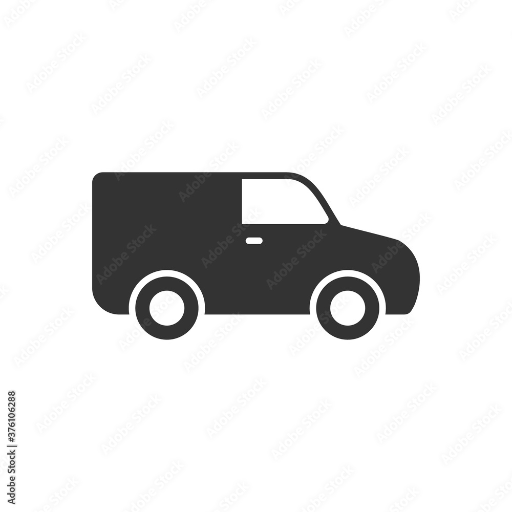 Van glyph icon or commercial transport concept
