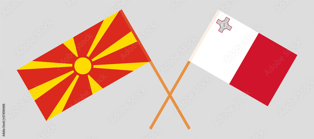 Crossed flags of North Macedonia and Malta Crossed flags of North Macedonia and Malta