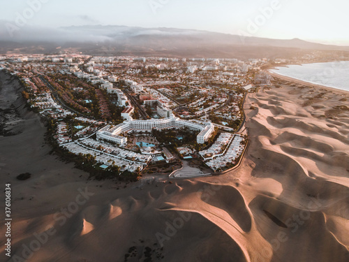 Aerial view of the touristic zone in the south of Gran Canaria Island