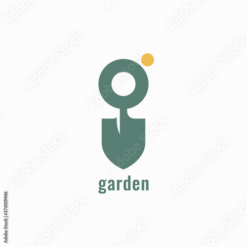 Garden logo with letter G and garden shovel