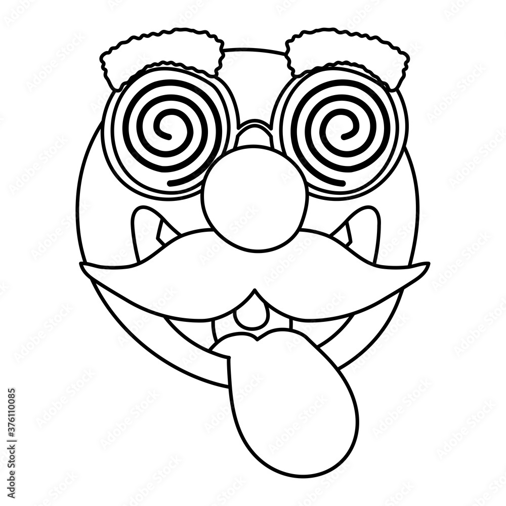 crazy emoji face with mustache and glasses mask fools day line style crazy emoji face with mustache and glasses mask fools day line style
