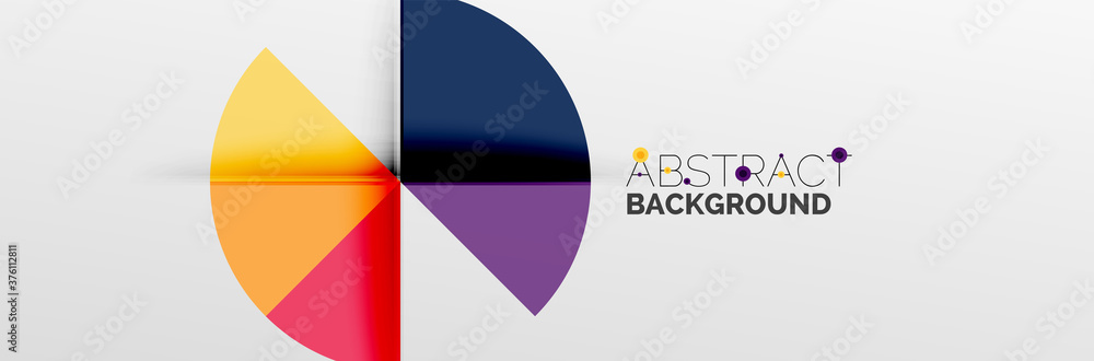 Bright color circles, abstract round shapes and triangles composition with shadow effects. Vector modern geometric design template Bright color circles, abstract round shapes and triangles composition with shadow effects. Vector modern geometric design template