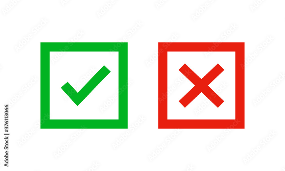 Ok sign icon and no sign. cross and yes. Vector illustration EPS 10 Ok sign icon and no sign. cross and yes. Vector illustration EPS 10