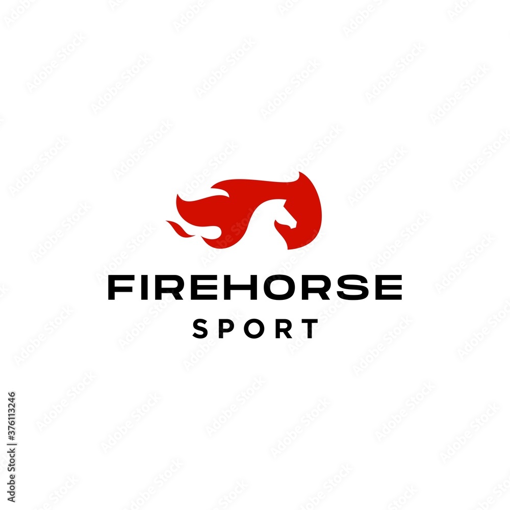horse fire flame and flag logo design illustration icon horse fire flame and flag logo design illustration icon