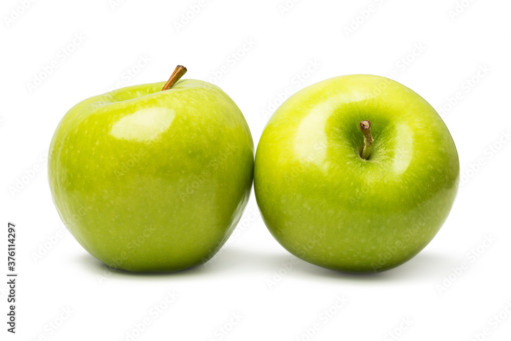 green apples on a white background green apples on a white background