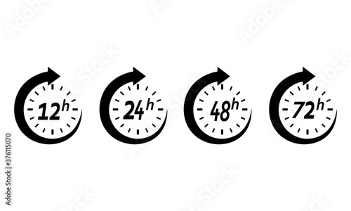 Icon 12 hours, 24 hours, 48 hours, 72 hours. Vector illustration eps 10