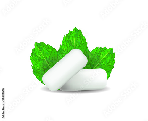 White mint gum. vector