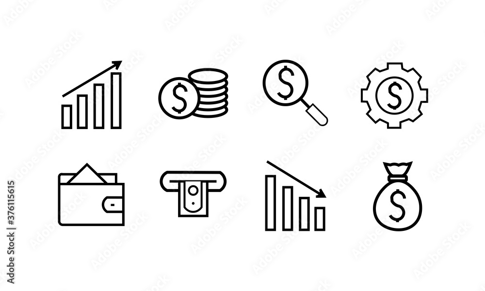 Set of icons about money, deals. Vector illustration eps 10 Set of icons about money, deals. Vector illustration eps 10