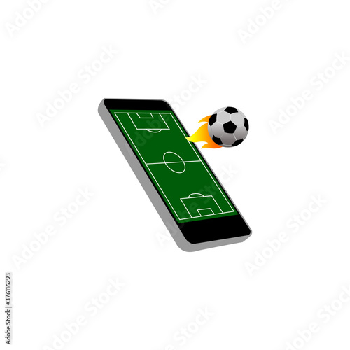 realistic banner online soccer game on smartphone. Vector illustration eps 10